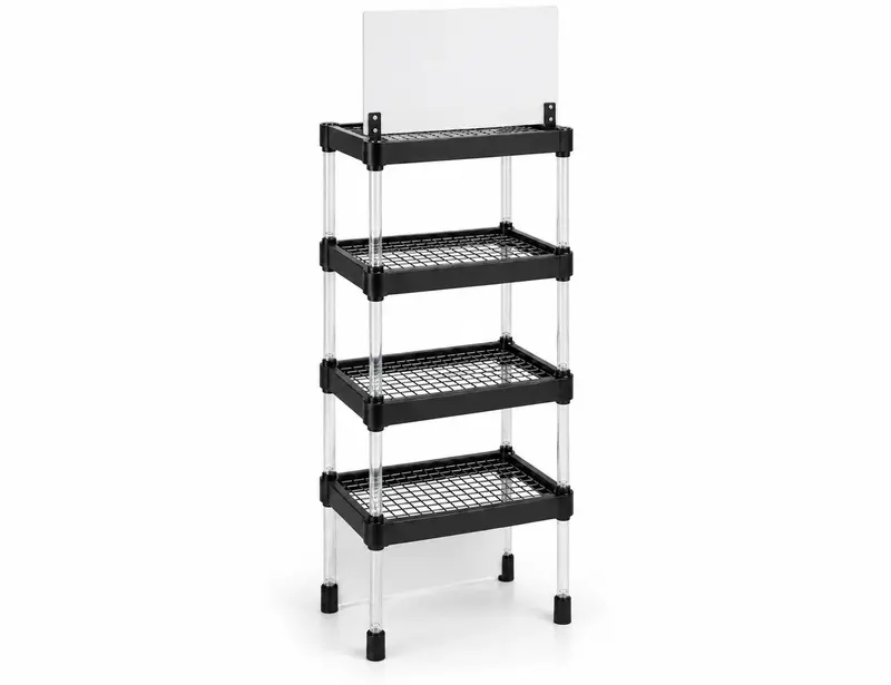 Acrylic Panel Point Support Custom Four-Tier Plastic Motor Oil Floor Display Stand_Daqian Display